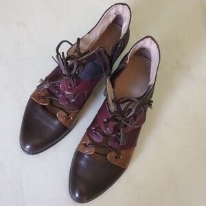Spring Step Estrella Oxford Pump Heel Purple Leather Victorian Fall Booties 36EU